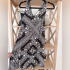 LOFT Black and White Patterned Mini Dress